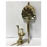 Gold toned candle sconce and electric candle lamp
