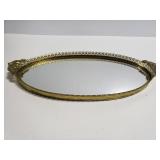 Oval mirrored vanity tray