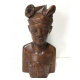 Vintage wood carved lady statue