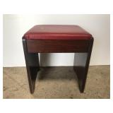 Vintage red and wood piano bench stool