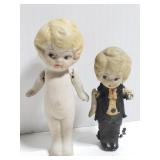 Two vintage porcelain Bisque dolls