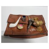 Vintage trinkets and leather case