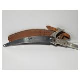 Pole saw blade with leather sheath