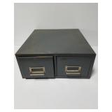 Metal 2-drawer index card organizer