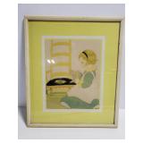 Girl cleaning framed print