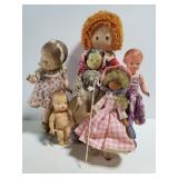 Six vintage dolls