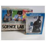 Vintage chemistry lab and microscope