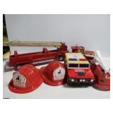 Large metal fire truck/smaller fire trucks