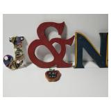 Wood cutout letters and ABC apple
