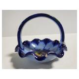 Small blue ceramic basket