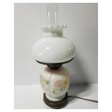 Vintage embossed floral hurricane table lamp