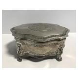Vintage silverplate lion crest clawfoot box