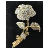 Nolan Miller paved rhinestone floral brooch