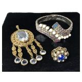 Jeweled bracelet, slide and ring