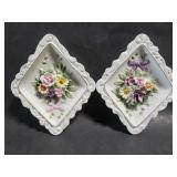 Vintage Lefton China floral wall hangers
