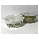Two avocado Pyrex Crazy Daisy Cinderella bowls