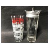 Pair of vintage glass cocktail drink shakers