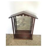 Wood wall mount display shelf w/ mirrored back