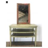 Vintage chippy painted table and wall mirror pair