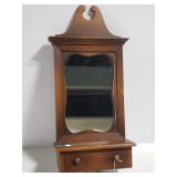 Wood shelf with drawer and mirror