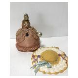 Vintage sewing pin cushion pair