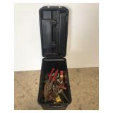 Black toolbox with assorted contents