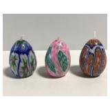 Psychedelic egg candle trio