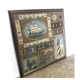 Nautical seascape completed framed puzzle art