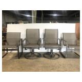 Set of four gray metal patio chairs