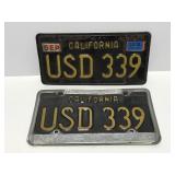 Black California matching license plate pair