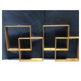 Geometric MCM style wood wall shelves