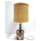 Lamp with wood and metal drum base