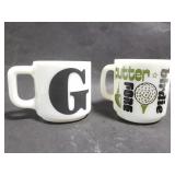 Milk glass golf and "G" mug