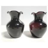 Amethyst glass vase pair
