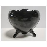 Three legged amethyst glass candy dish