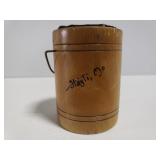 Tiny wood bucket coin bank