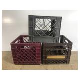 Three milk crates