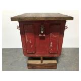 Red metal industrial side table