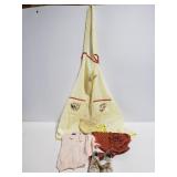 Children/baby apron, bonnet, sweater & booties