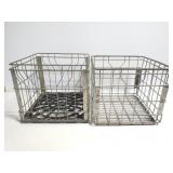 Two metal milk crates