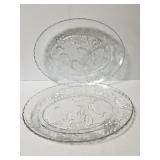 Grape leaf pattern glass platters pair