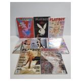 Eight collectors issues of Playboy magazine