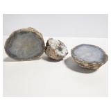 Three geode rock stones