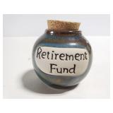 Small Retirement fund jar magnet w/ cork