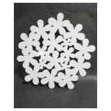 White metal flower power wall art piece