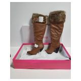 New Just Fab knee high womans boots w/fur trim
