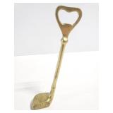 Brass golf club bottle opener