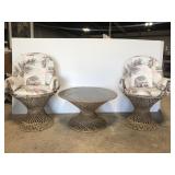 Woven outdoor/indoor patio chair and table set