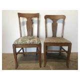 Pair of old oak wood chairs for reupholstery