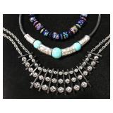 Three statement costume jewelry necklaces